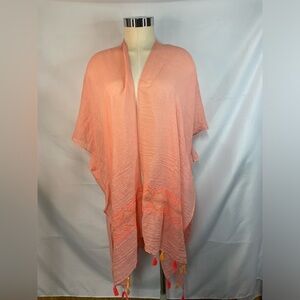 Woven Heart summer Shaw. Beautifully orange and coral colors with tassels.